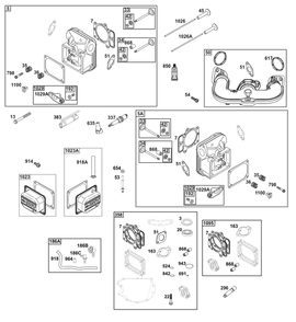 Cylinder Head Group Diagram and Parts List for 44N677-0066-G1 400000 - 699999 Briggs and Stratton Engine